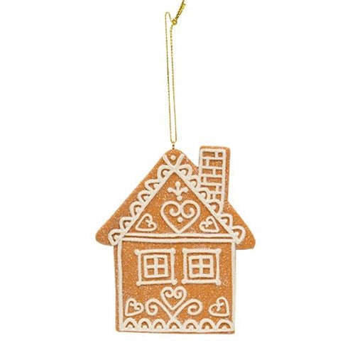 💙 Set of 3 Glitter Clay Dough Gingerbread House Ornaments