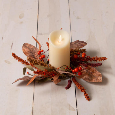 Fall Leaves and Pods 12" Small Faux Foliage Ring