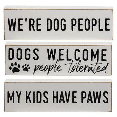 Set of 3 We're Dog People Thin Mini Block Signs