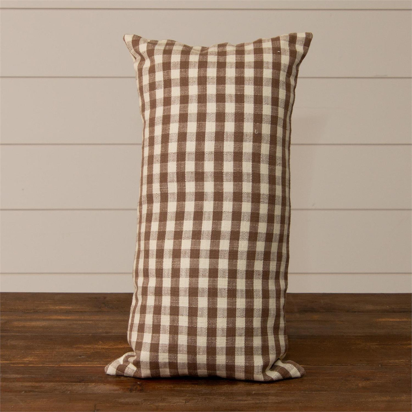 Mushrooms and Tan Check 20" Cottage Accent Pillow