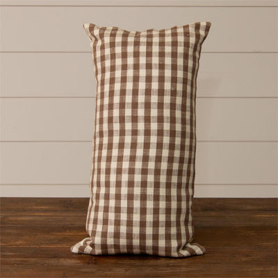 Mushrooms and Tan Check 20" Cottage Accent Pillow