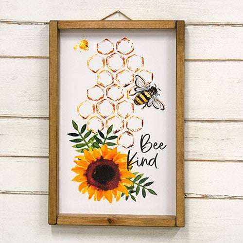Bee Kind Sunflower 18" Framed Sentiment Sign