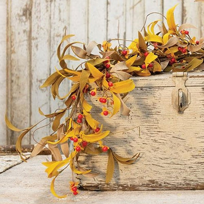 Fall Herbs & Bittersweet 4 ft Faux Foliage Berry Garland