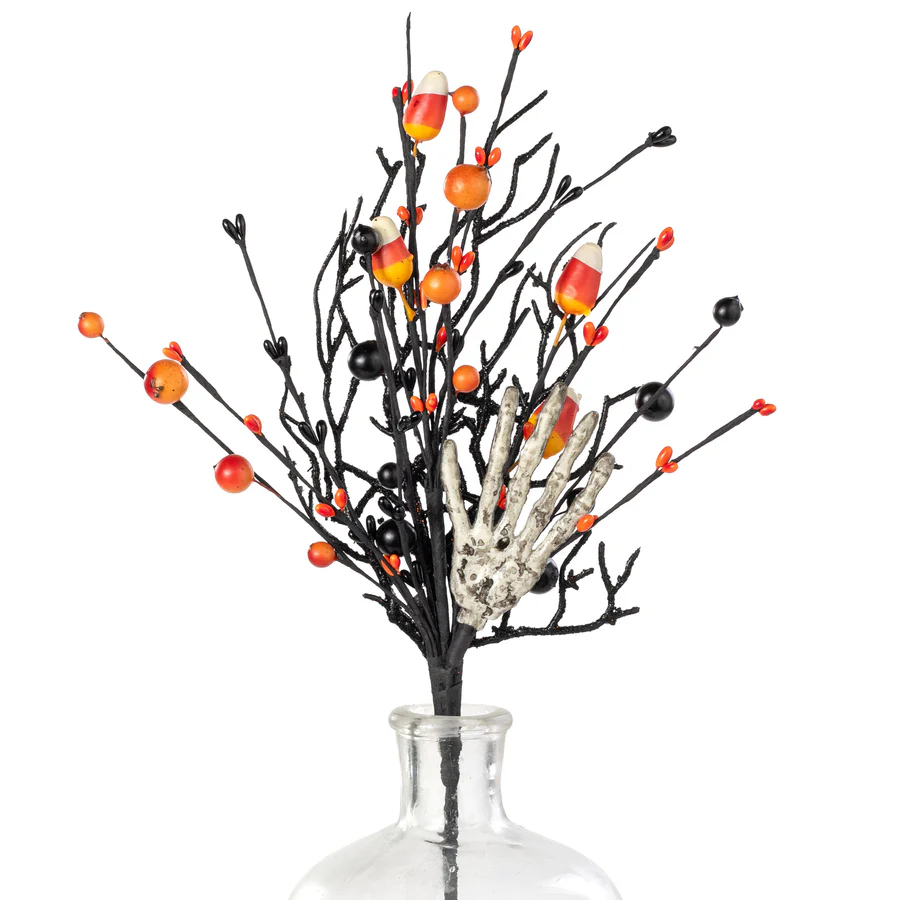 💙 Halloween Berries Pips & Skeleton Hand 16" Faux Pick