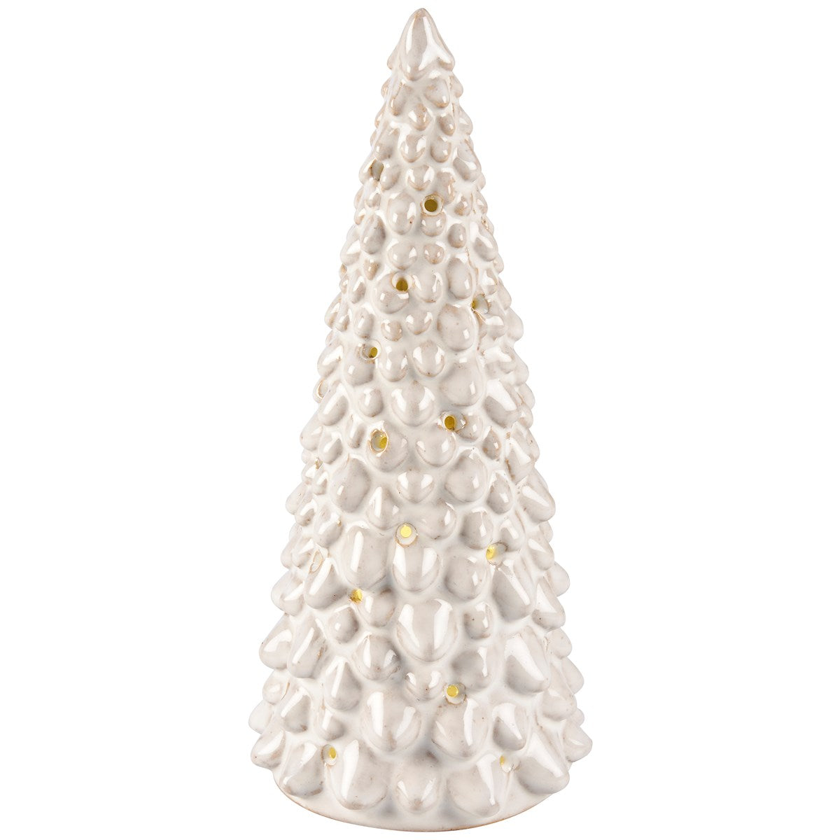 Set of 2 Lighted White Ceramic Christmas Trees