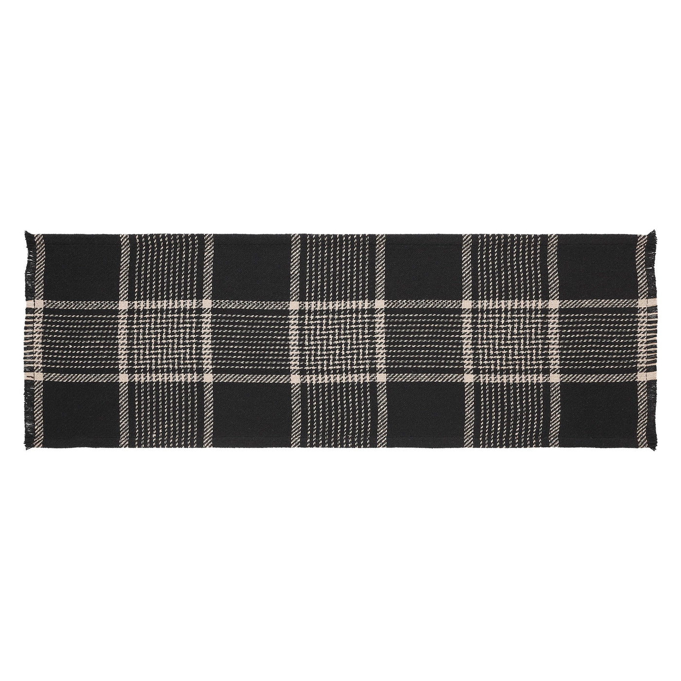 Eston Black Tan Plaid Runner 12" x 36"