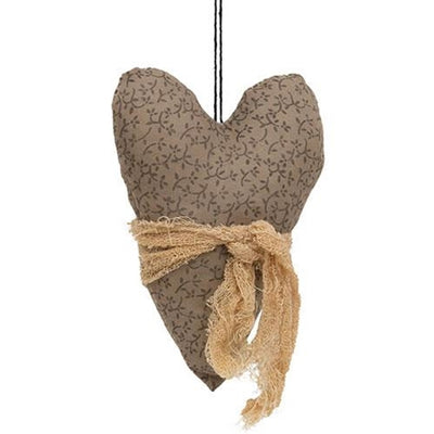 Primitive Stuffed Floral Heart Ornament