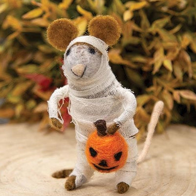 💙 Mummy Mouse With Pumpkin Felt Ornament