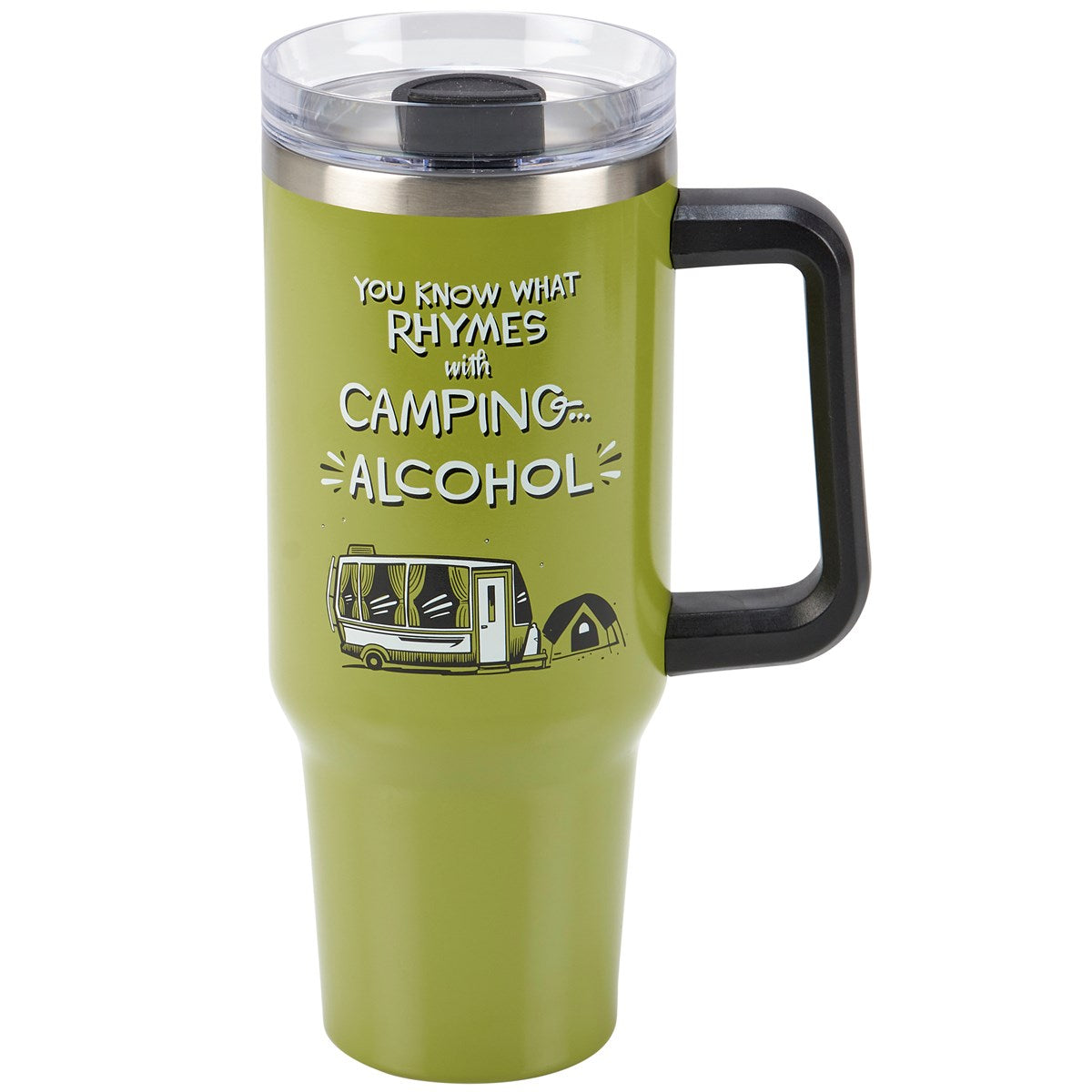 Surprise Me Sale 🤭 You Know What Rhymes With Camping Alcohol 40 oz Travel Mug