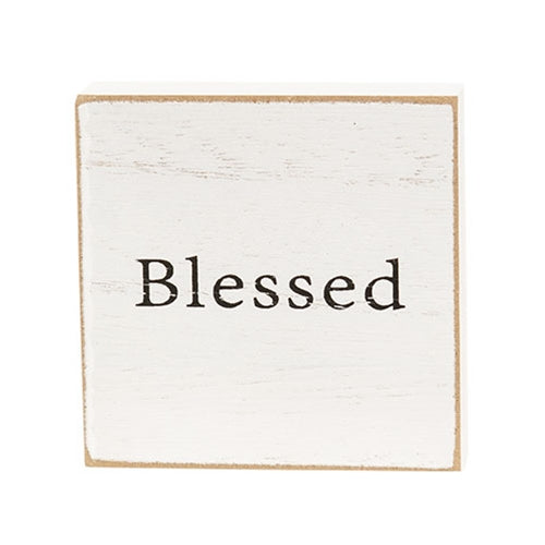 Set of 6 Inspirational Faith Word 3" White Wooden Square Blocks