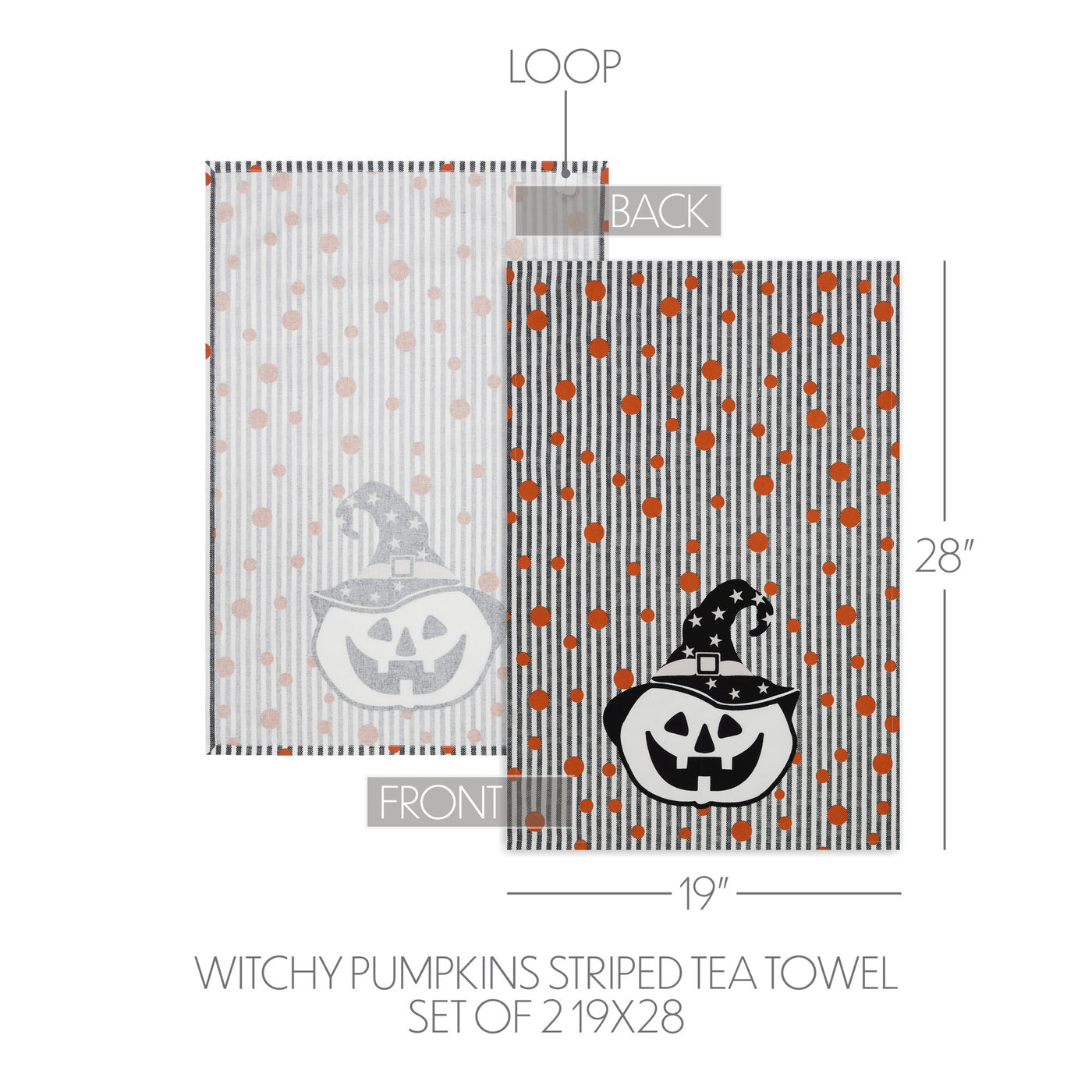 Pumpkin & Stripe Halloween Absorbent Cotton Kitchen Towel Set