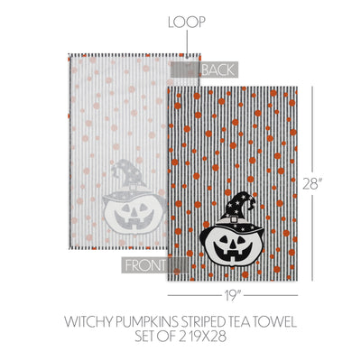 Pumpkin & Stripe Halloween Absorbent Cotton Kitchen Towel Set