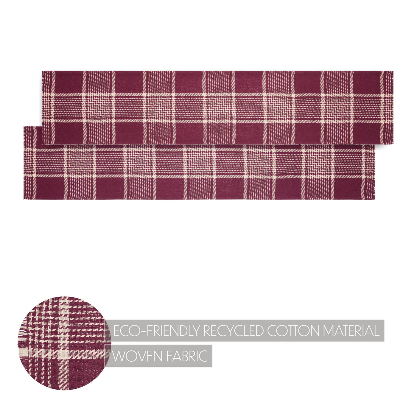 Eston Burgundy Tan Plaid 60" Table Runner