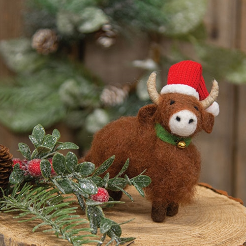 DAY 3 ✨ 14 Days of Felted Cheer ✨ Christmas Highland Cow Felt Ornament