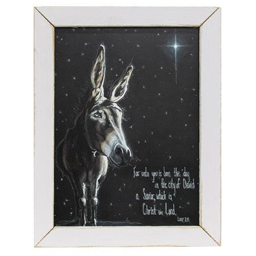 Bethlehem Donkey 17" Christmas Framed Print