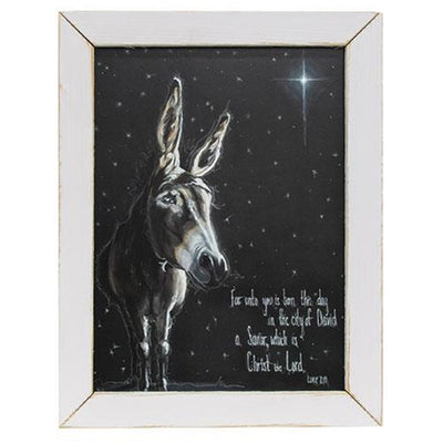 Bethlehem Donkey 17" Christmas Framed Print