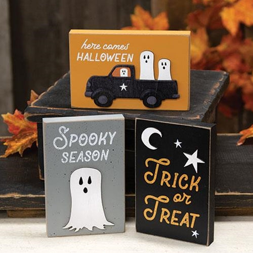 Set of 3 Halloween Layered Block Signs 4" x 6"