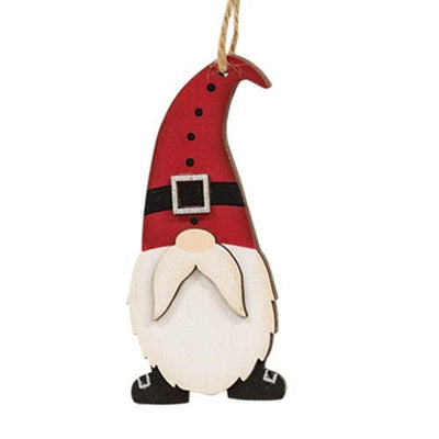 Santa Gnome Wooden Ornament
