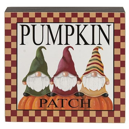 Set of 3 Fall Gnome Checkered 7.75" Box Signs