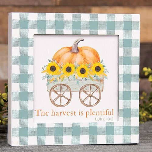 The Harvest Is Plentiful Religious Fall 9" Box Sign