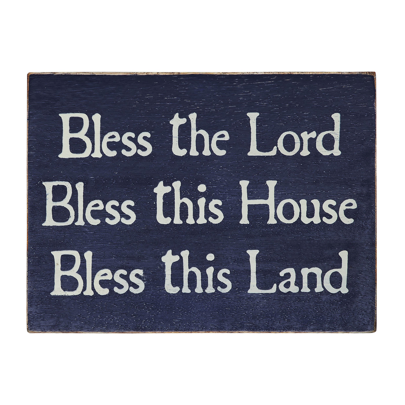 Bless The Lord House and Land 8" Blue Wooden Sign