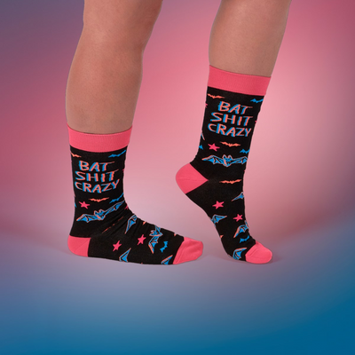 Bat Crazy Neon Fun Halloween Novelty Socks