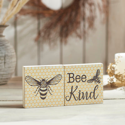 Set of 2 Buzzy Bees Bee Kind 5" Block Signs