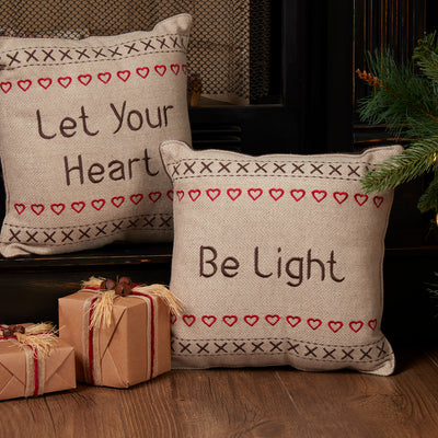 Set of 2 Merry Little Christmas Pillows Let Your Heart Be Light