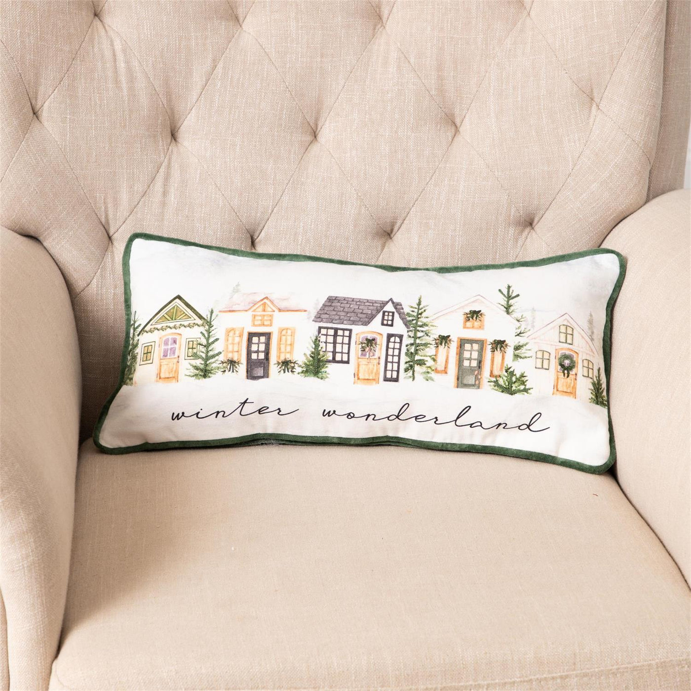 Winter Wonderland Cozy Winter Cottages Lumbar Pillow