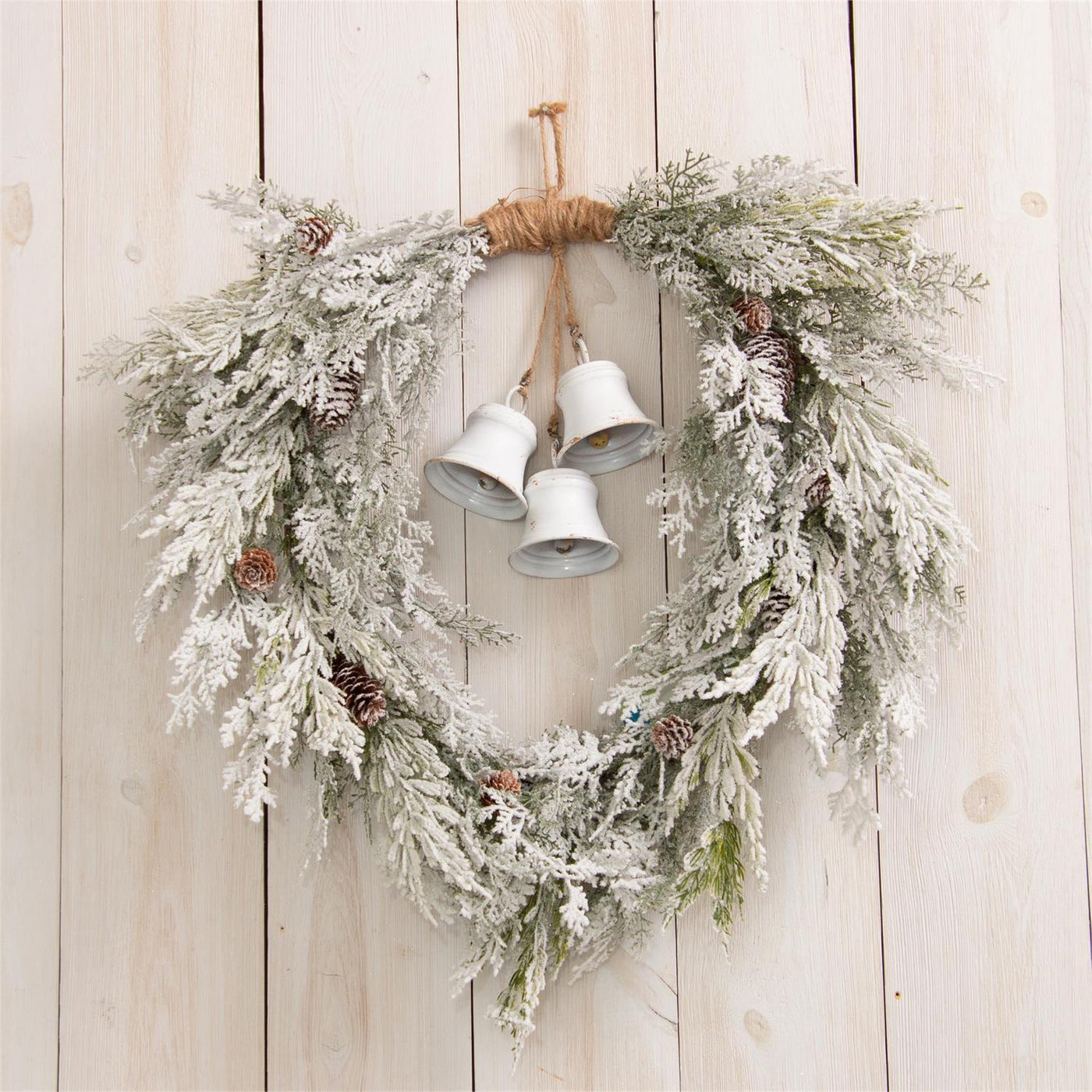 Snowy With White Bells 22" Faux Christmas Wreath