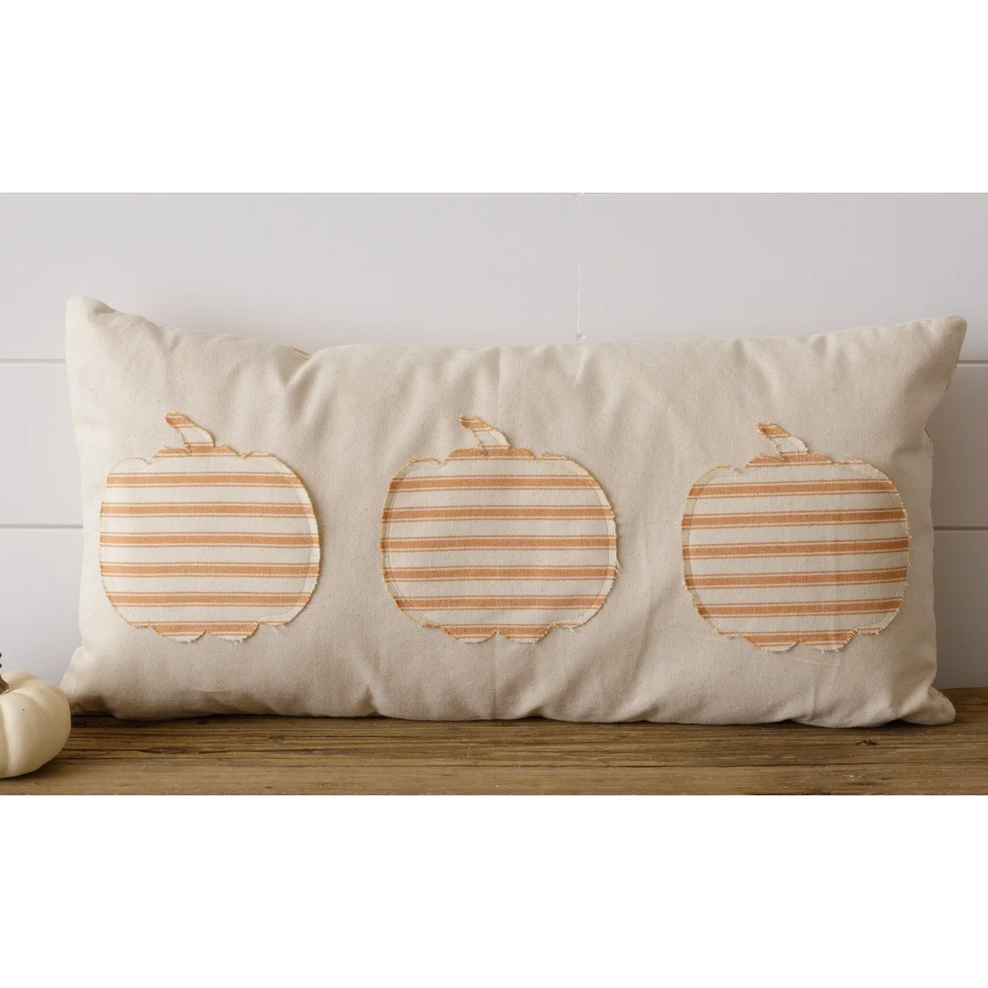 Orange Grain Sack Stripe Pumpkin Patch Pillow