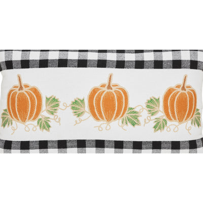 Annie Black Check Pumpkin Patch 22" Fall Pillow