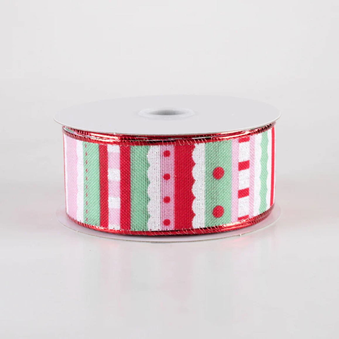 Red Mint Green Pink Whimsy Stripe Ribbon 1.5" x 10 yards