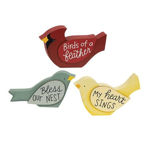 💙 Set of 3 Birds with Sentiments Chunky Sitters