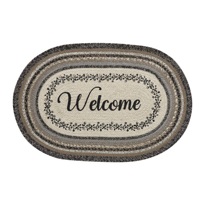 Floral Vine Welcome Jute Oval Rug 20" x 30"