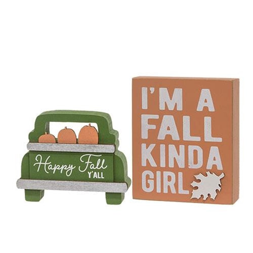 Surprise Me Sale 🤭 Fall Kinda Girl Box Sign with Happy Fall Pumpkins Truck Sitter