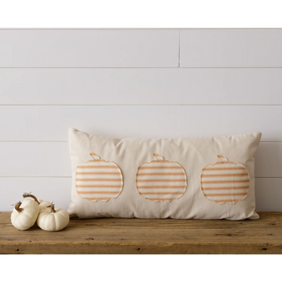 Orange Grain Sack Stripe Pumpkin Patch Pillow