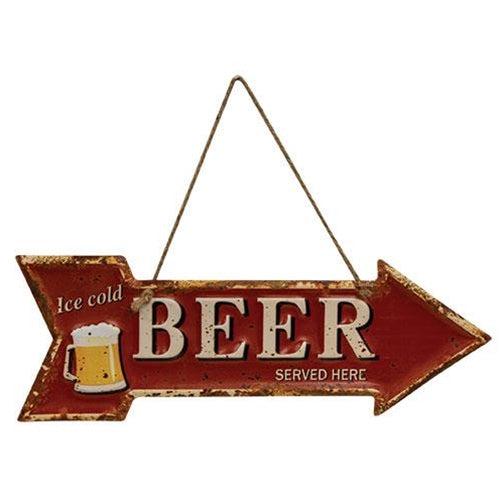 Ice Cold Beer Served Here Hanging Metal Sign