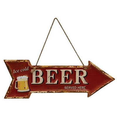 Ice Cold Beer Served Here Hanging Metal Sign