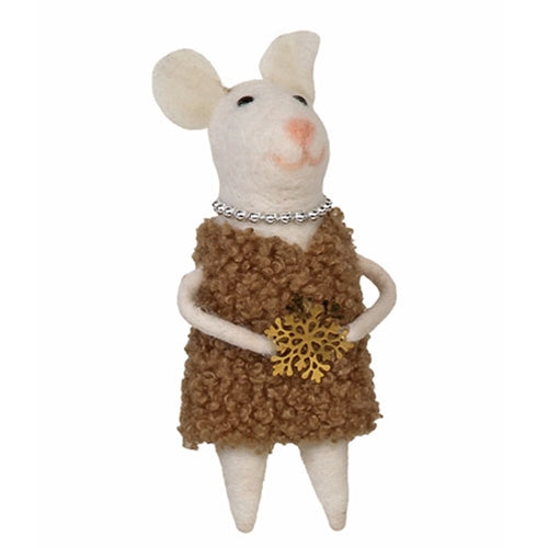 DAY 23 ✨ 25 Days of Ornaments ✨ Ms Snowflake Mouse with Pearl Necklace Felt Ornament