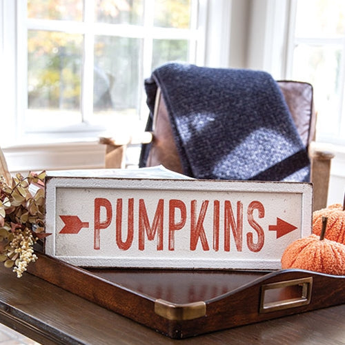 Pumpkins Arrow 18" Rustic Metal Sign