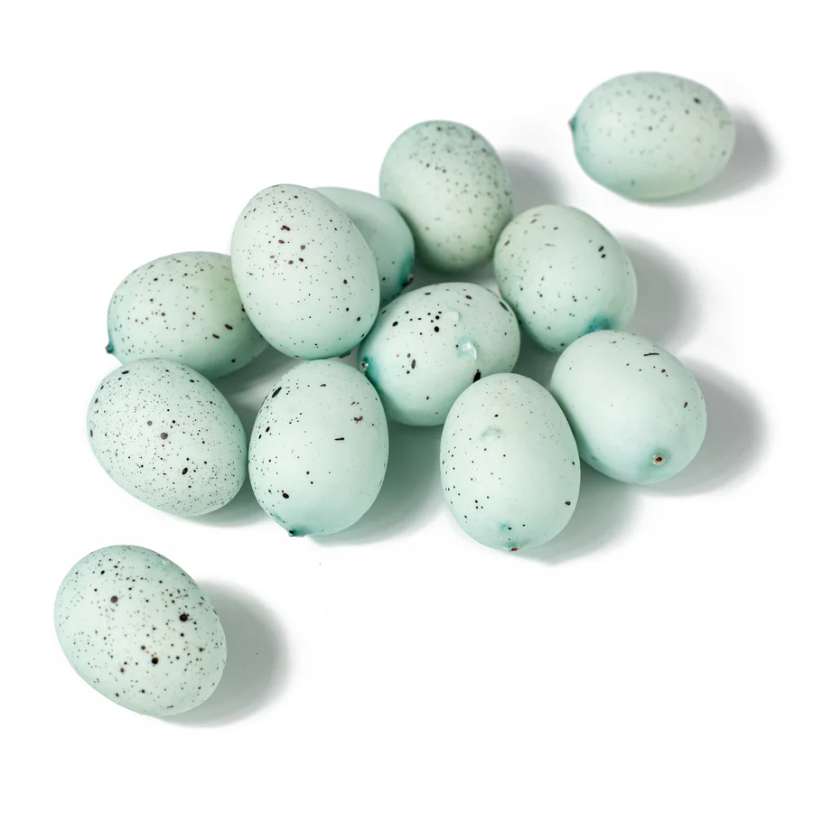 Set of 12 Light Blue & Black 1.5" Faux Eggs