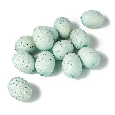 Set of 12 Light Blue & Black 1.5" Faux Eggs
