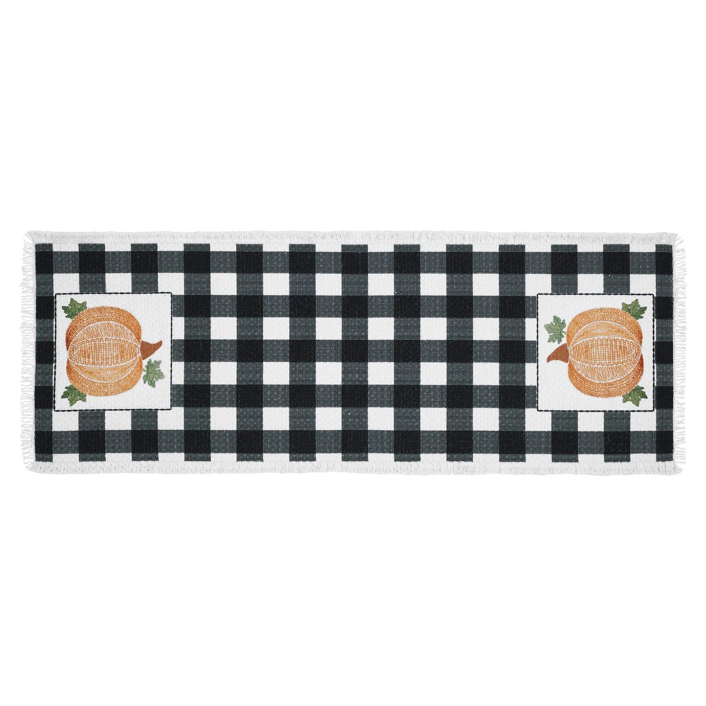 Annie Black Check Pumpkin Table Runner 8" x 24"