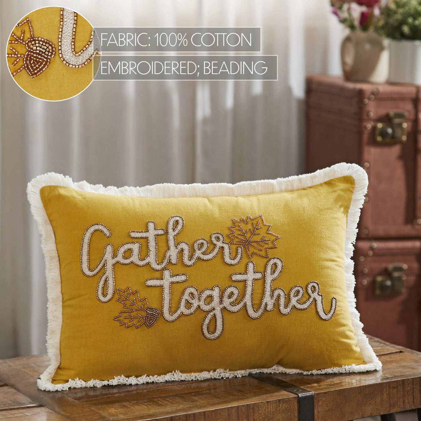 Gather Together Fall Leaves Pillow 14" x 20"