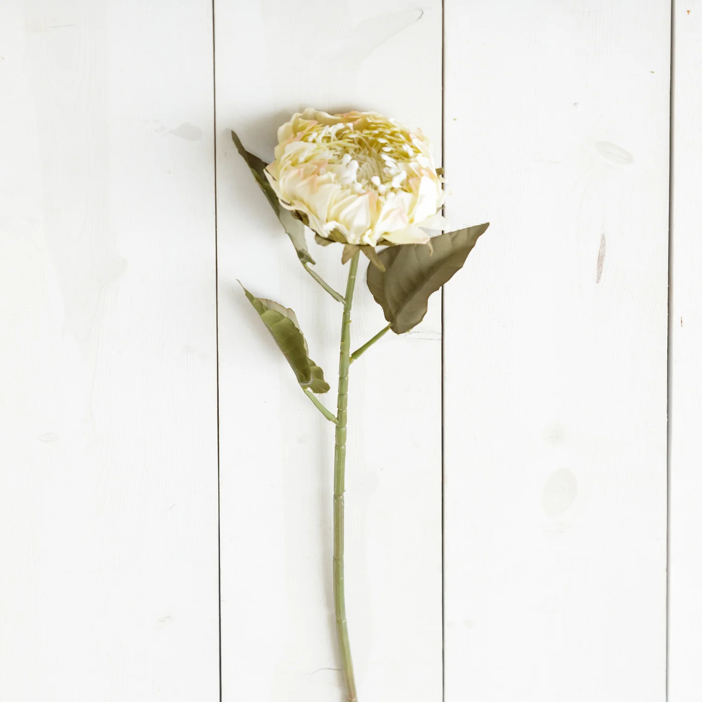 White Protea 28" Faux Floral Stem