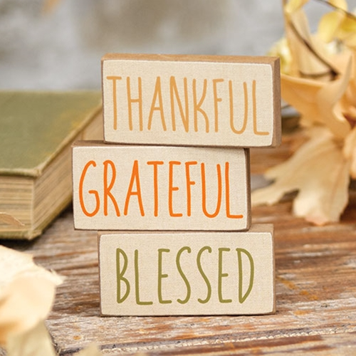 Set of 3 Fall Thankful Grateful Blessed Mini Sticks