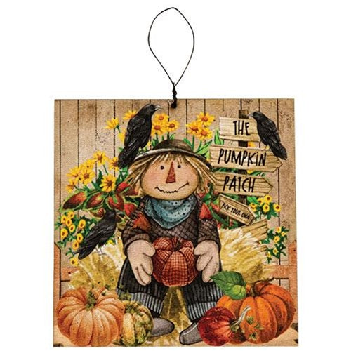Set of 3 Scarecrow & Friends Square Ornaments