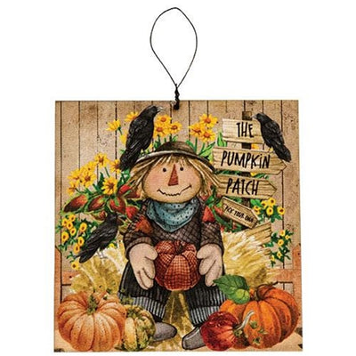 Set of 3 Scarecrow & Friends Square Ornaments