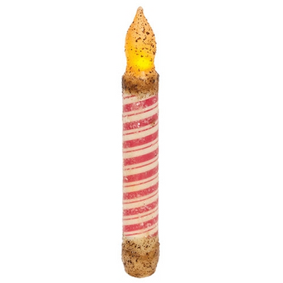 Grungy Glitter Candy Cane Stripe Timer Taper Candle